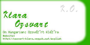 klara ozsvart business card